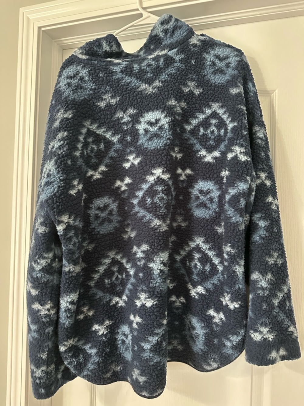 Old Navy Navy and Light Blue Half-Zip Sherpa Pullover - Picture 2 of 3